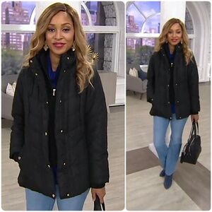 Susan Graver Plus Size Black Quilted Winter Jacket Size 2XL